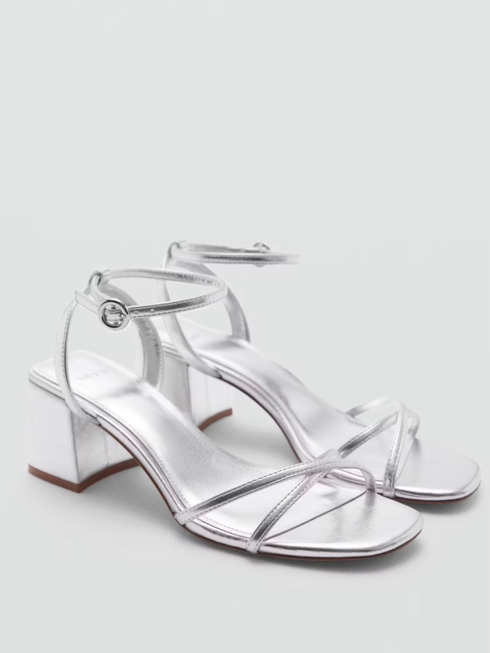 Silver Mango Block Heel Sandals